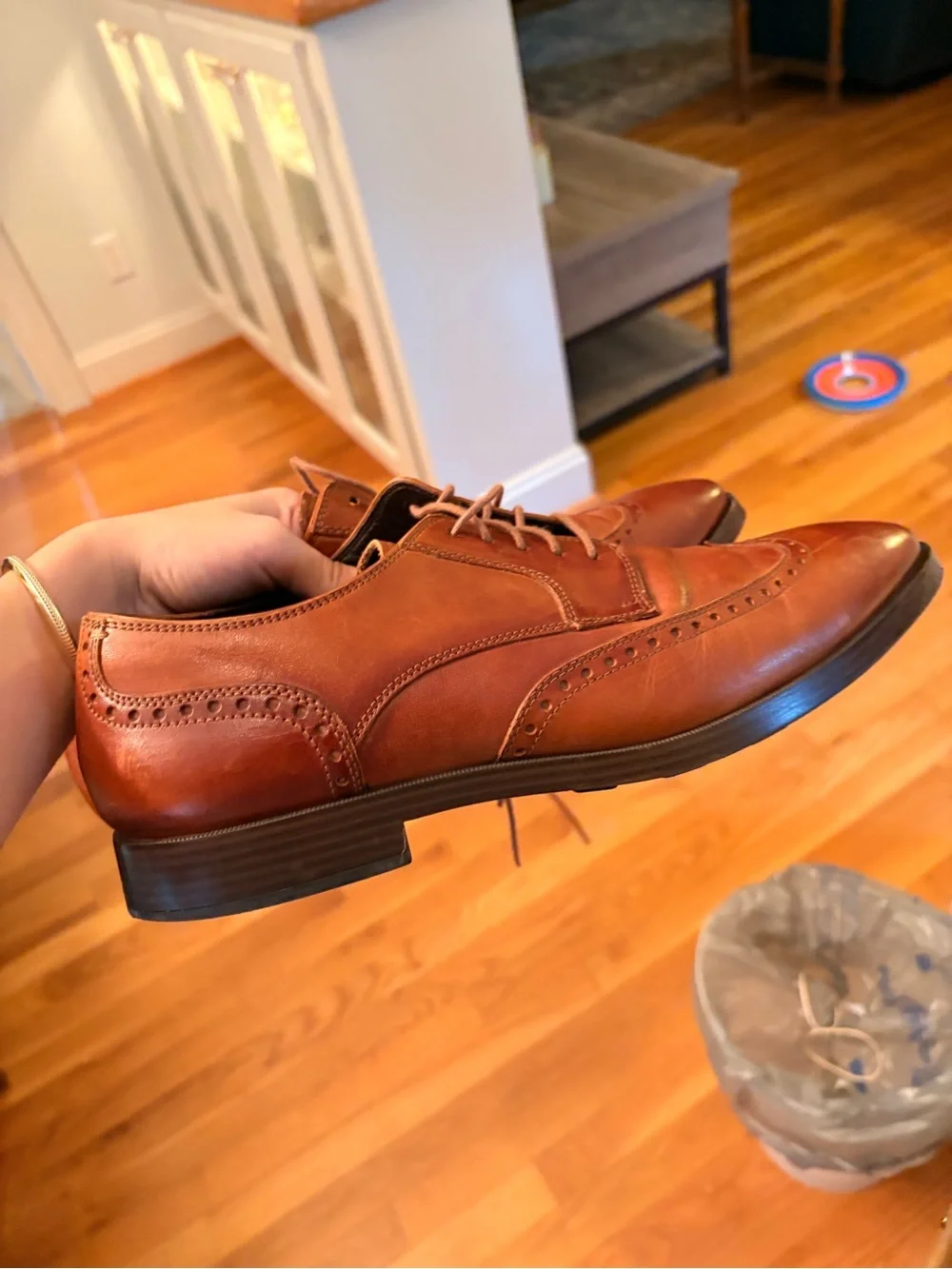 Cole Haan Tan Brown Leather Wingtip Derby Oxfords